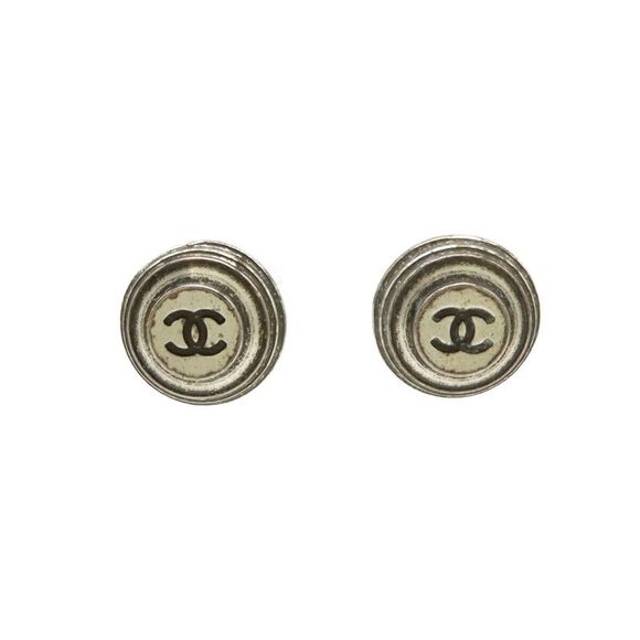 Chanel Coco Mark Metal Earrings Silver - Picture 1 of 5